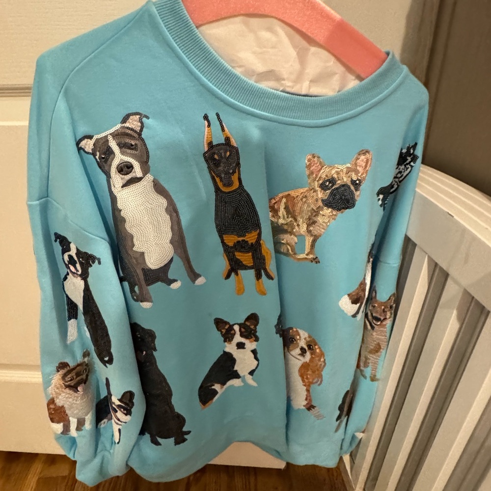 Queen of Sparkle Dogs All Over Sweatshirt | Aqua